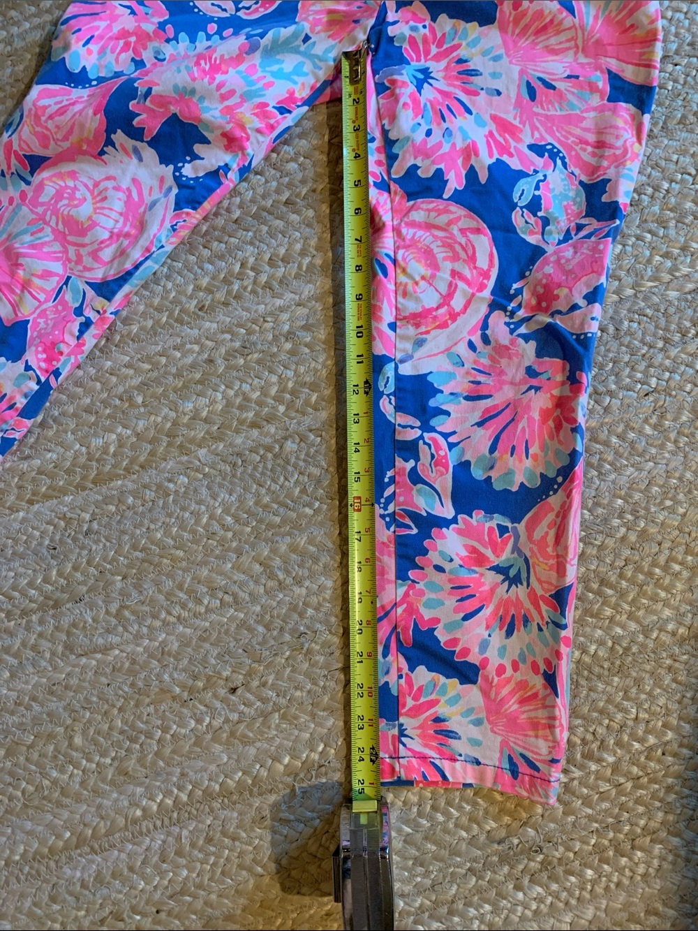 Lilly Pulitzer Sadie Pink, Navy & Cream Floral Ankle Length Cotton Blend Pants - Picture 11 of 13